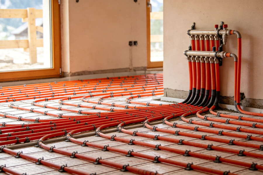 Installation plancher chauffant hydraulique — Lullin