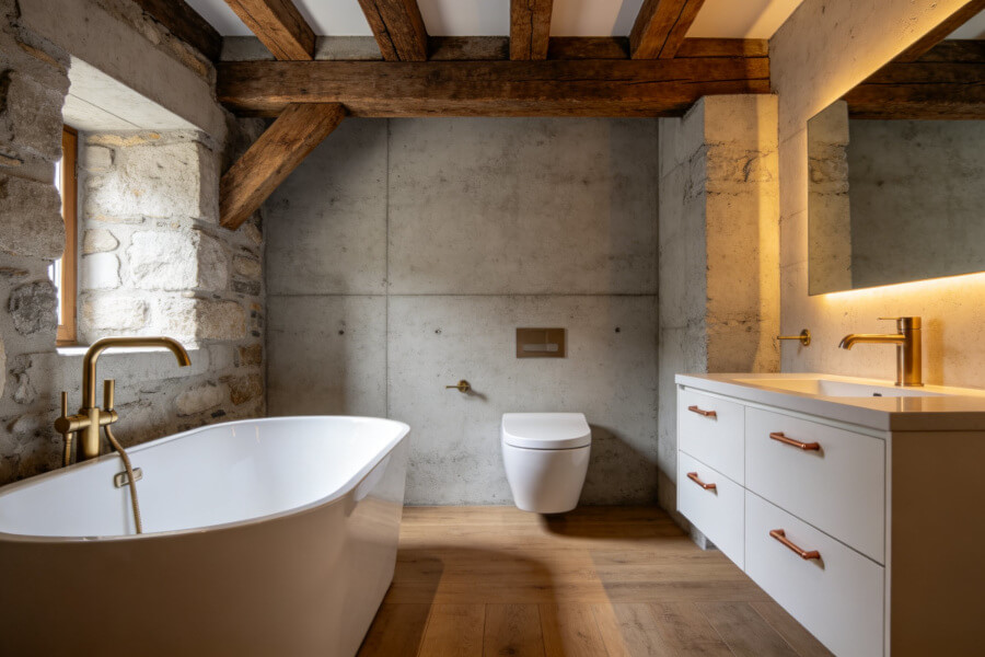 Création salle de bain complète dans ferme rénovée — Vailly